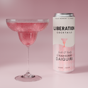 Animation of liberation strawberry daiquiri martini glass